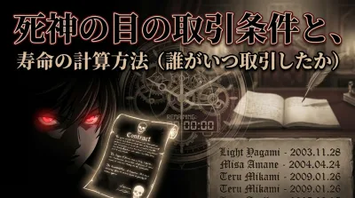 死神の目の取引条件と、寿命の計算方法（誰がいつ取引したか）