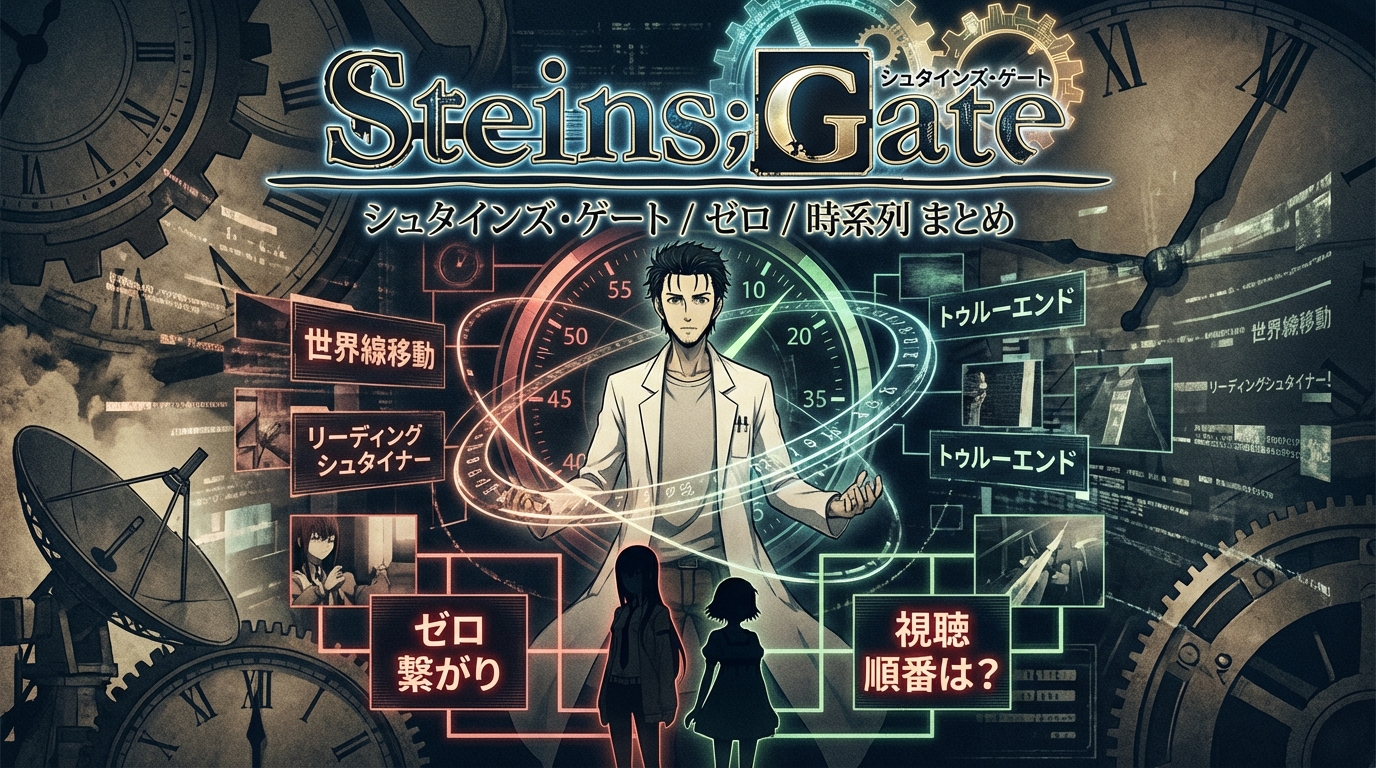STEINS;GATE シュタインズ・ゲート 岡部倫太郎 時系列 世界線移動 まとめ リーディングシュタイナー ループ 順番 ゼロ 繋がり トゥルーエンド シュタインズ・ゲート ゼロ 配信 視聴 順番は？