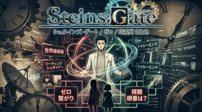 STEINS;GATE シュタインズ・ゲート 岡部倫太郎 時系列 世界線移動 まとめ リーディングシュタイナー ループ 順番 ゼロ 繋がり トゥルーエンド シュタインズ・ゲート ゼロ 配信 視聴 順番は？
