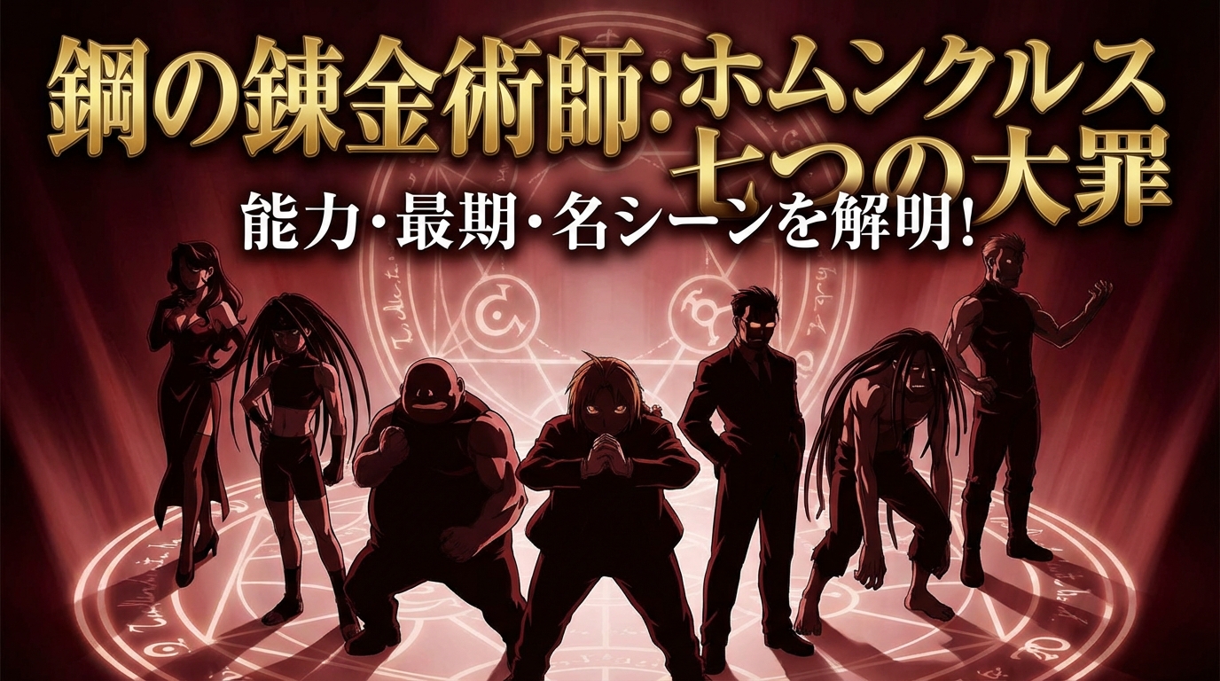鋼の錬金術師 ホムンクルス 七つの大罪 / 能力 / 最期 / 死亡シーン / ラスト / エンヴィー / グラトニー / グリード / ラース / スロウス / プライド / 弱点 フル 無料視聴 / 名シーン 視聴とは？